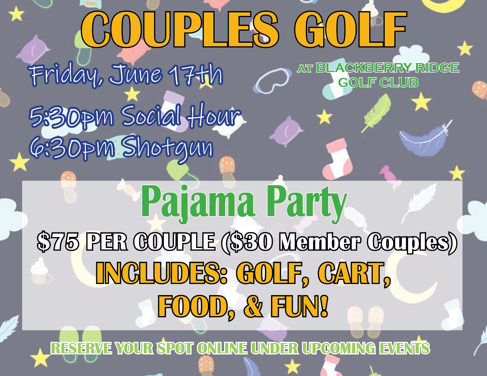 Couples Golf Pajama Party Flyer